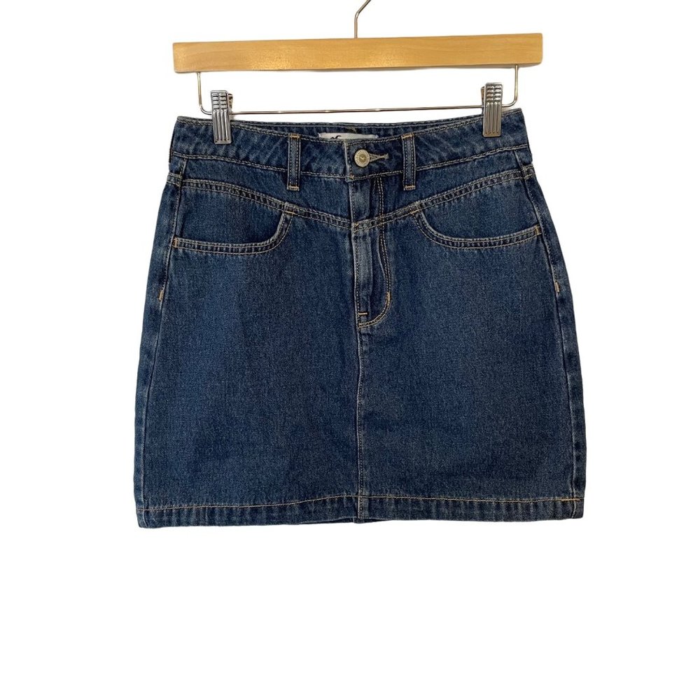 Hollister Womens Juniors Size 0 Ultra High Rise Denim Jean Skirt 100% Cotton